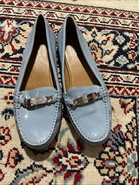 Coach Light Blue Patent Leather Bit Loafers